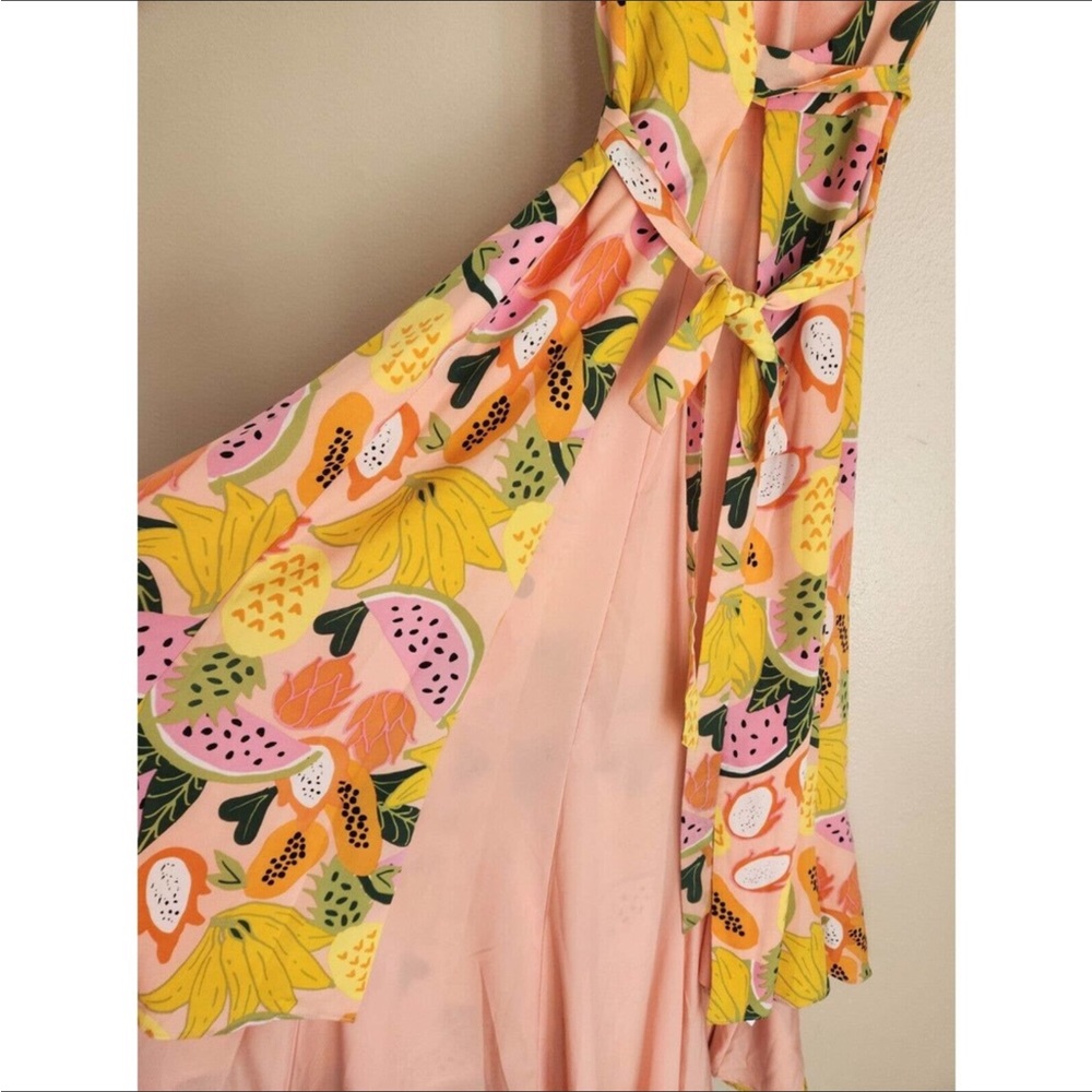 Anthro Hutch Tropical Fruit Wrap Maxi Dress - Picture 11 of 16